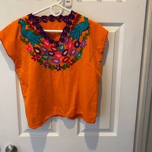 Vibrant Orange Embroidered Top